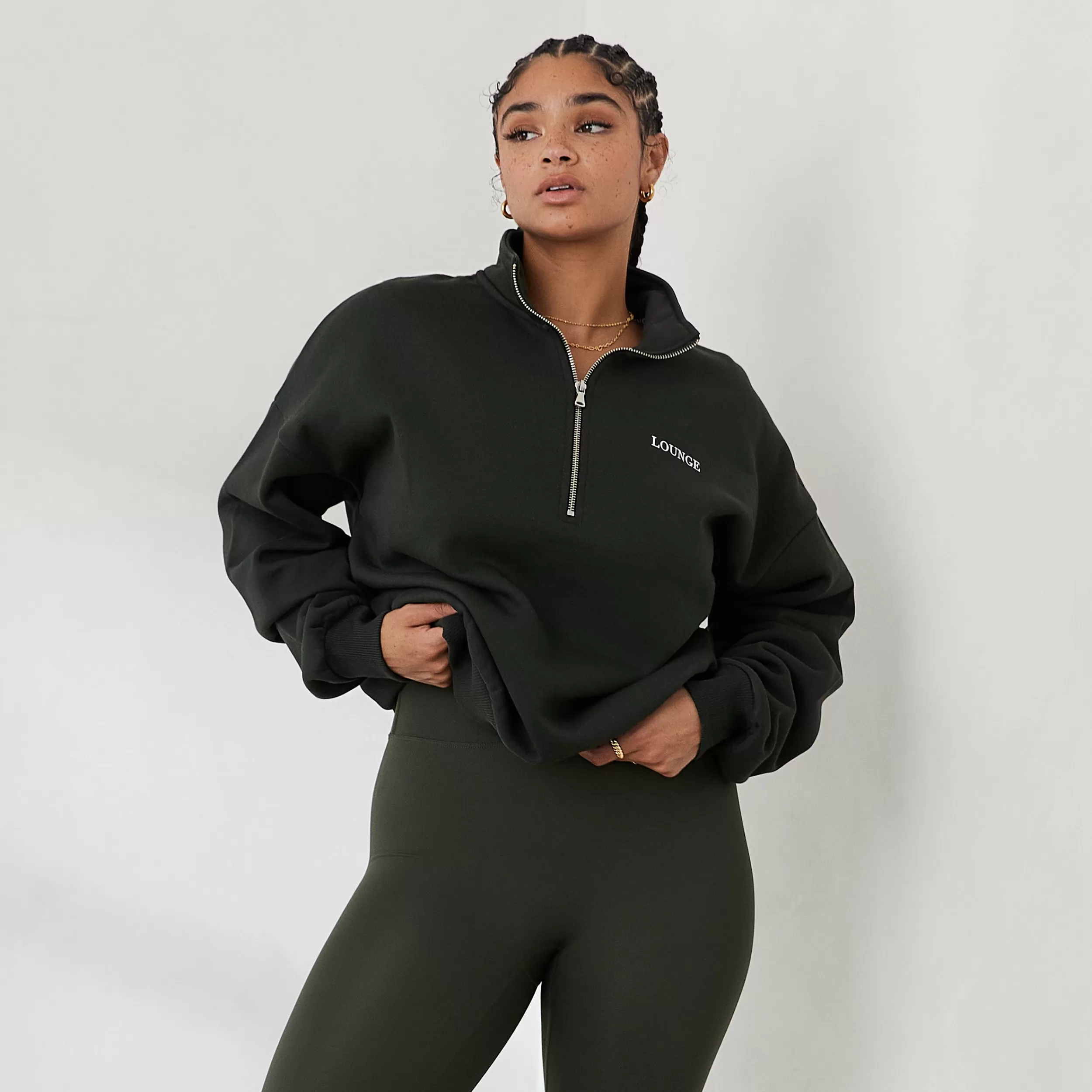 Essential Übergrößes Quarter Zip Jumper - ^Lounge Flash Sale