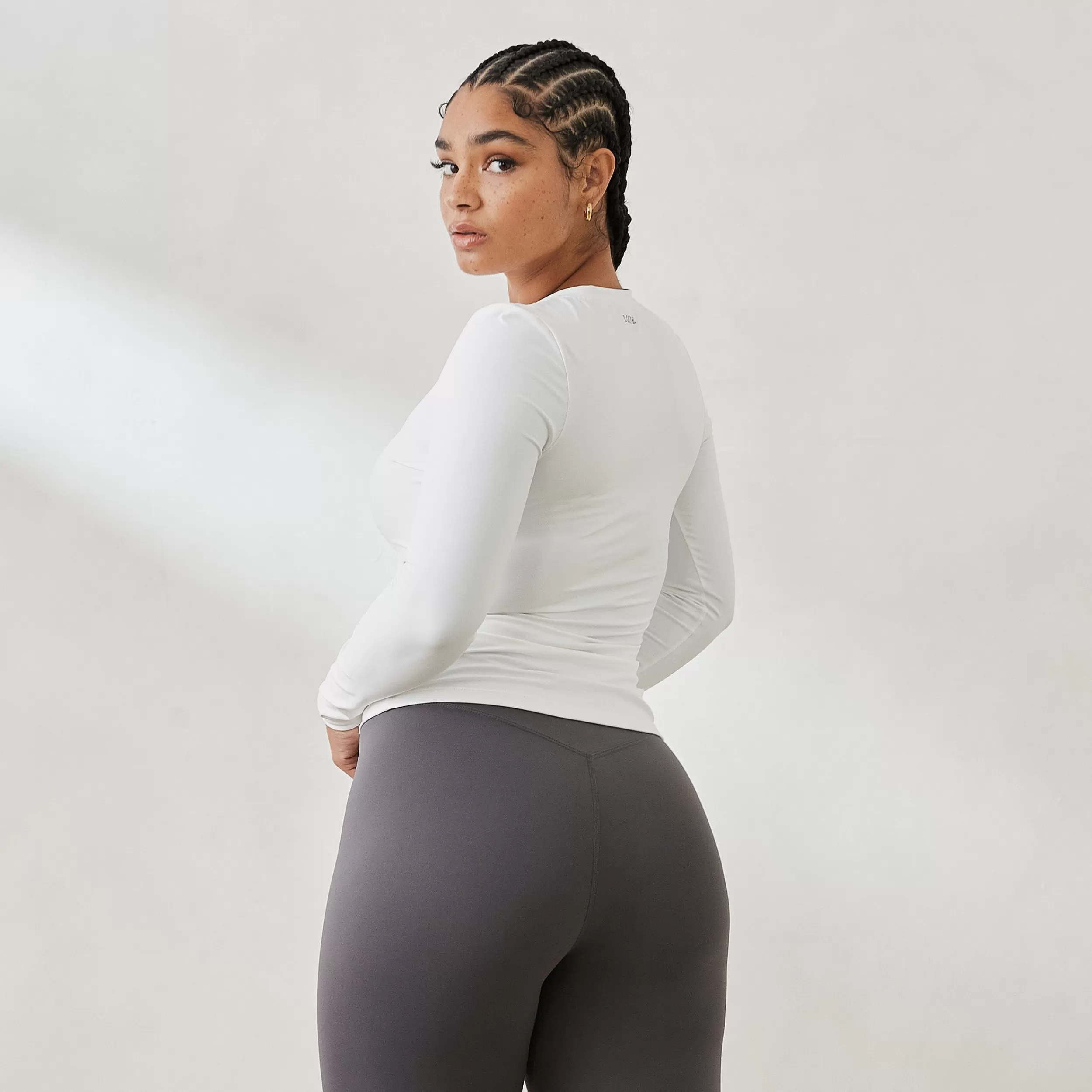Essential Long Sleeve Zip Up Top - Off White^Lounge Outlet