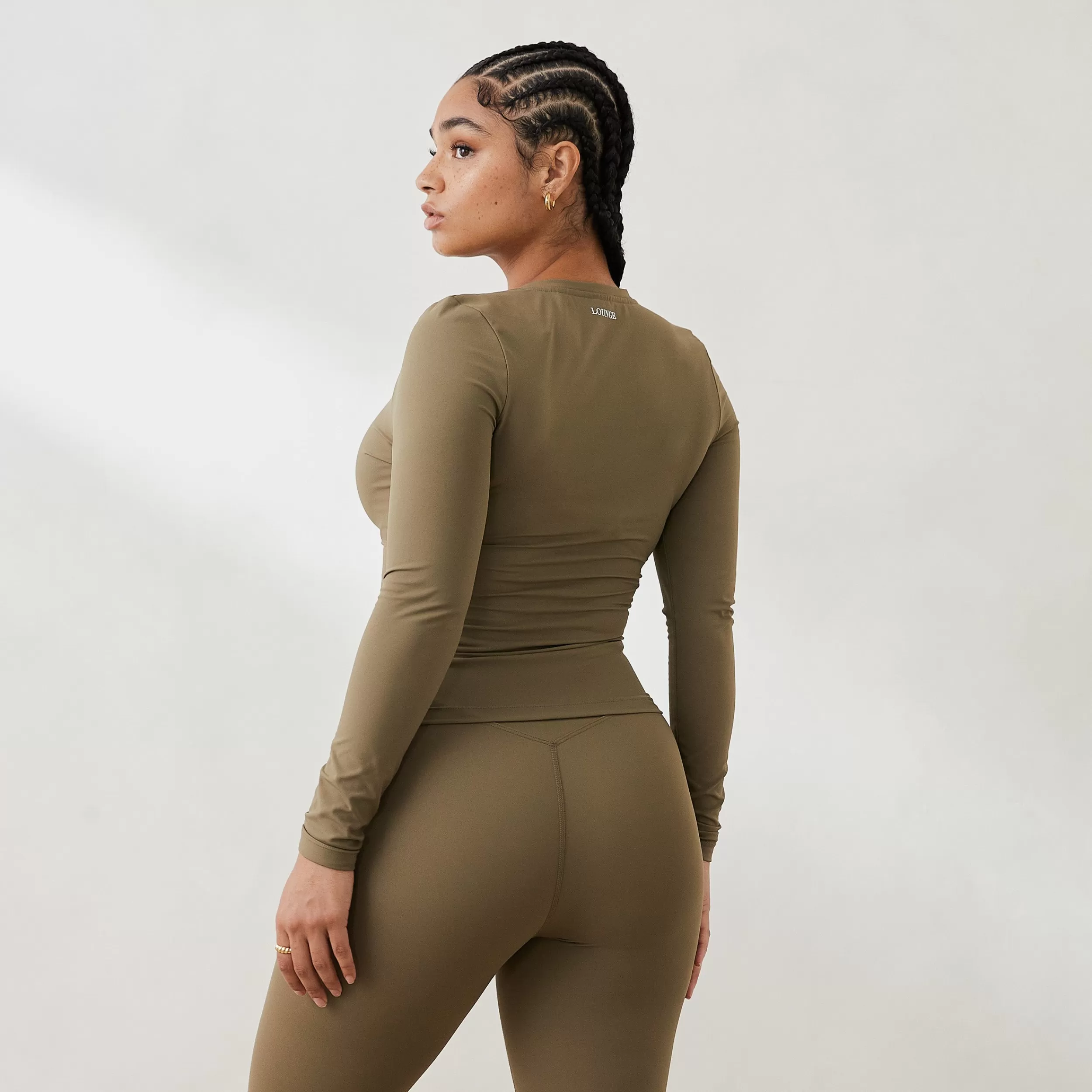 Essential Long Sleeve Zip Up Top - Olive^Lounge Sale