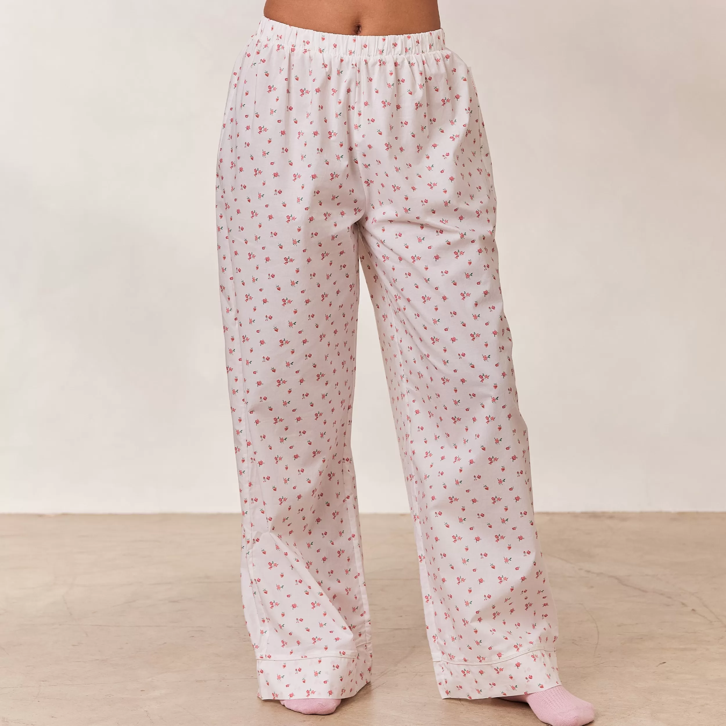 Floral Pyjama Hose - Weiß Muster^Lounge New