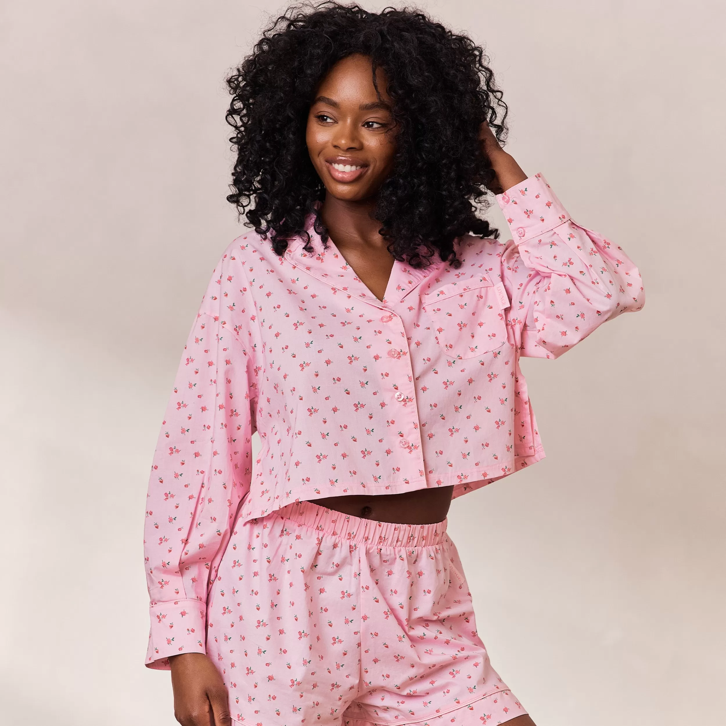 Floral Pyjama Oberteil - Rosa Muster^Lounge Best
