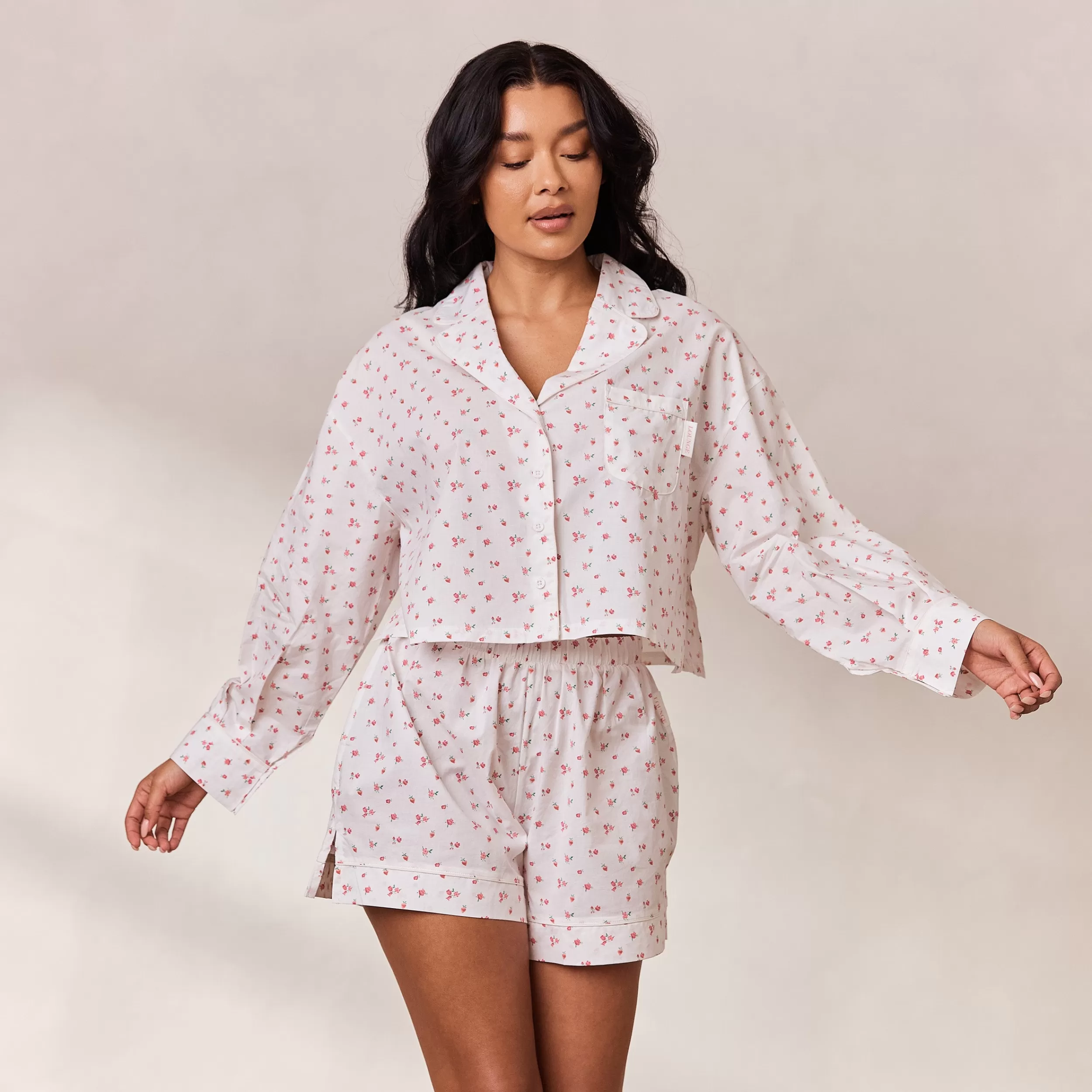 Floral Pyjama Oberteil - Weiß Muster^Lounge Best