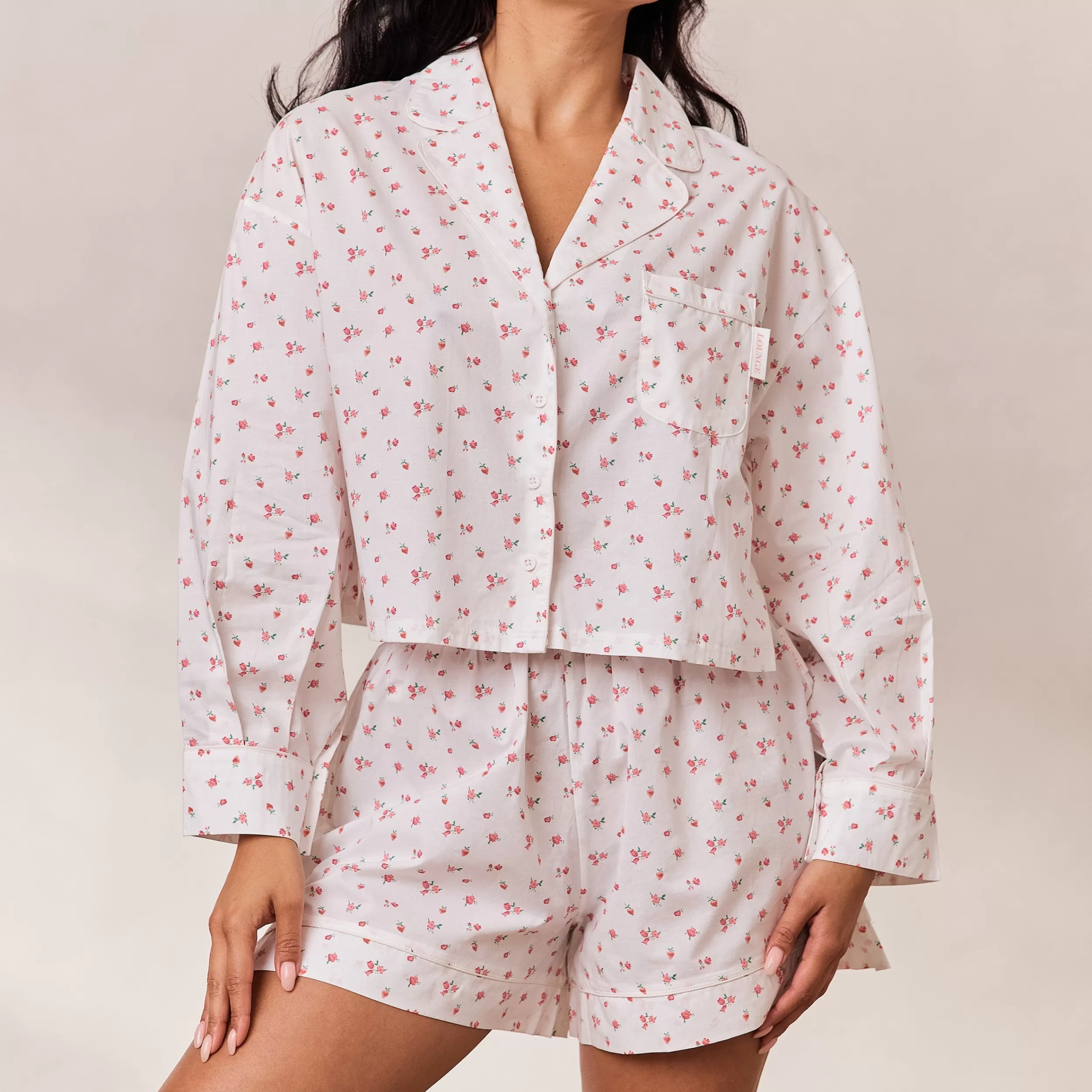 Floral Pyjama Oberteil - Weiß Muster^Lounge Best