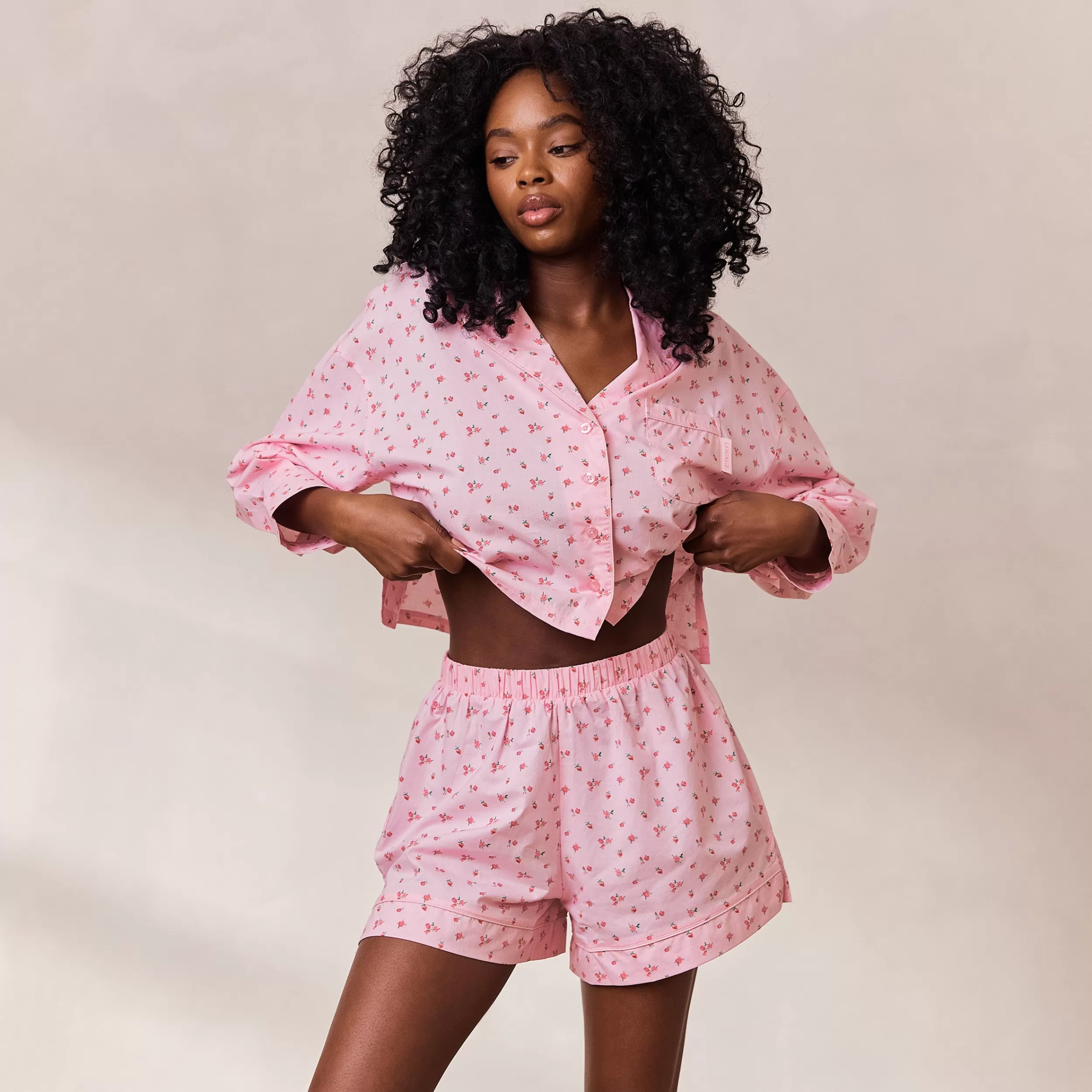 Floral Pyjama Shorts - Rosa Muster^Lounge New