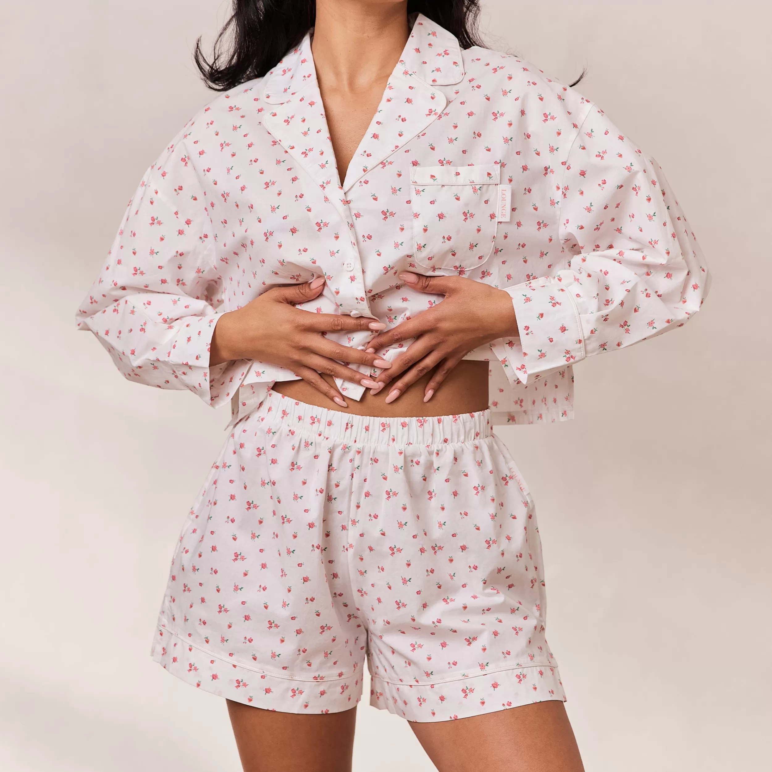 Floral Pyjama Shorts - Weiß Muster^Lounge Store
