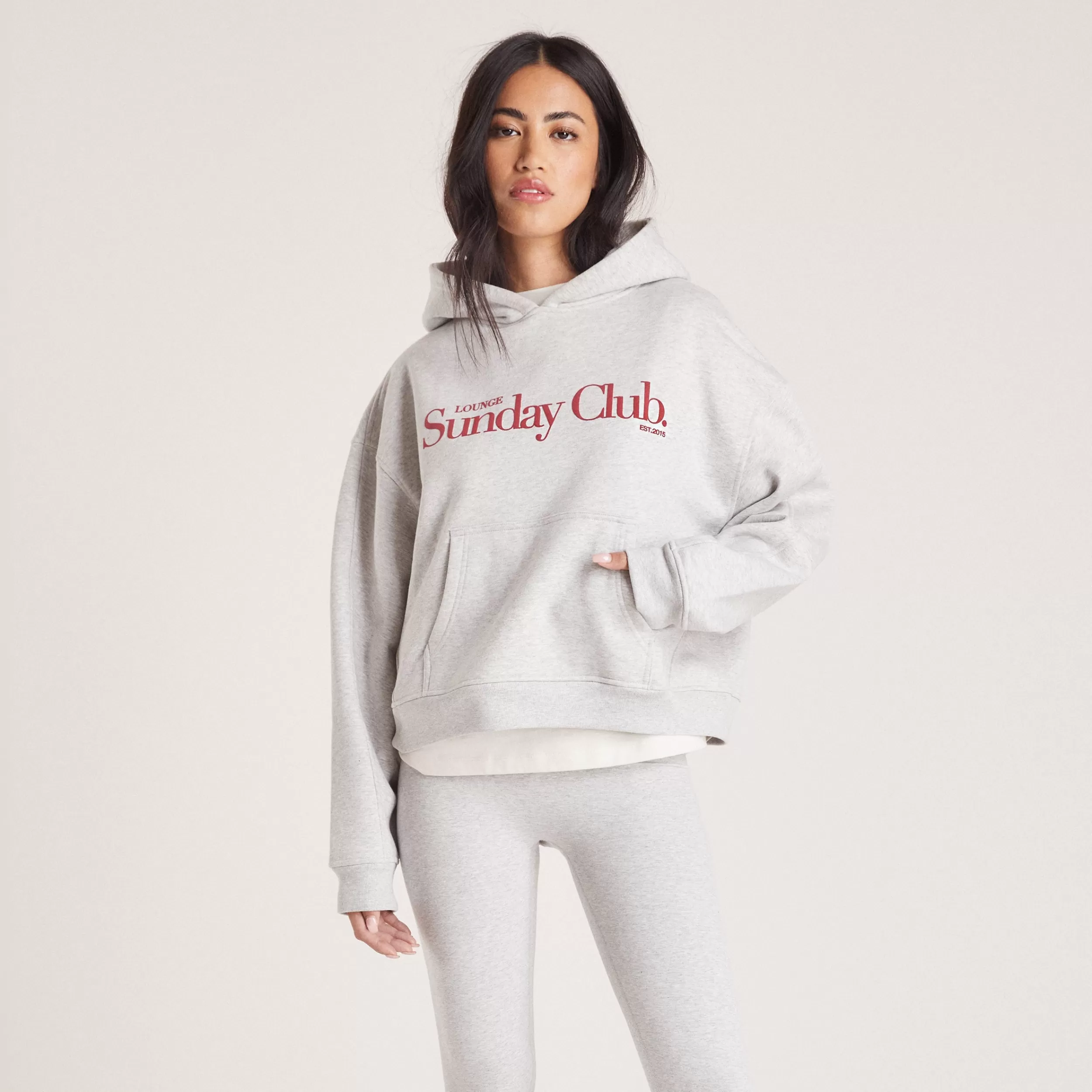 Kastenförmiges Hoodie - Grauer Melange^Lounge Cheap