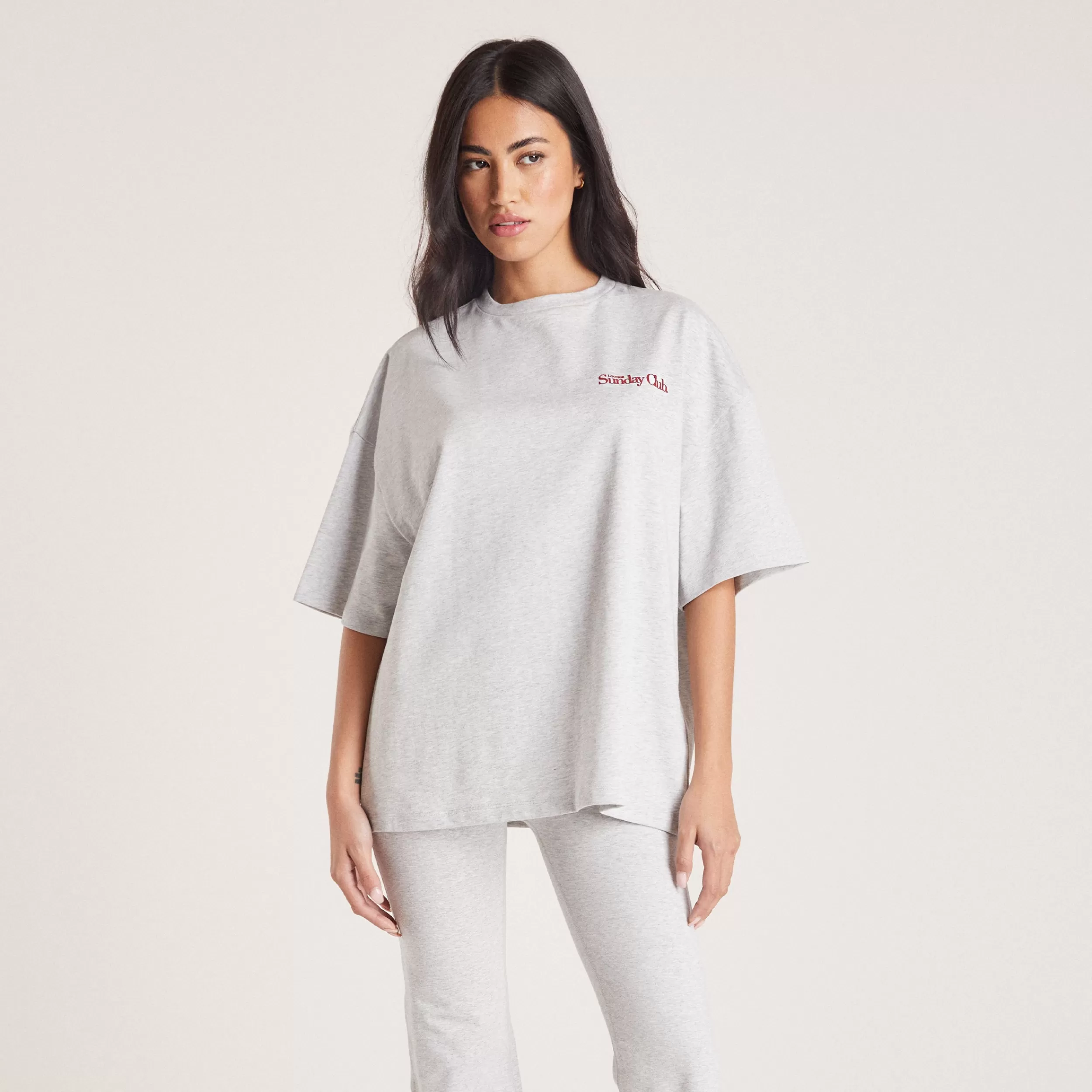 Kastenförmiges T-Shirt - Grauer Melange^Lounge Best Sale