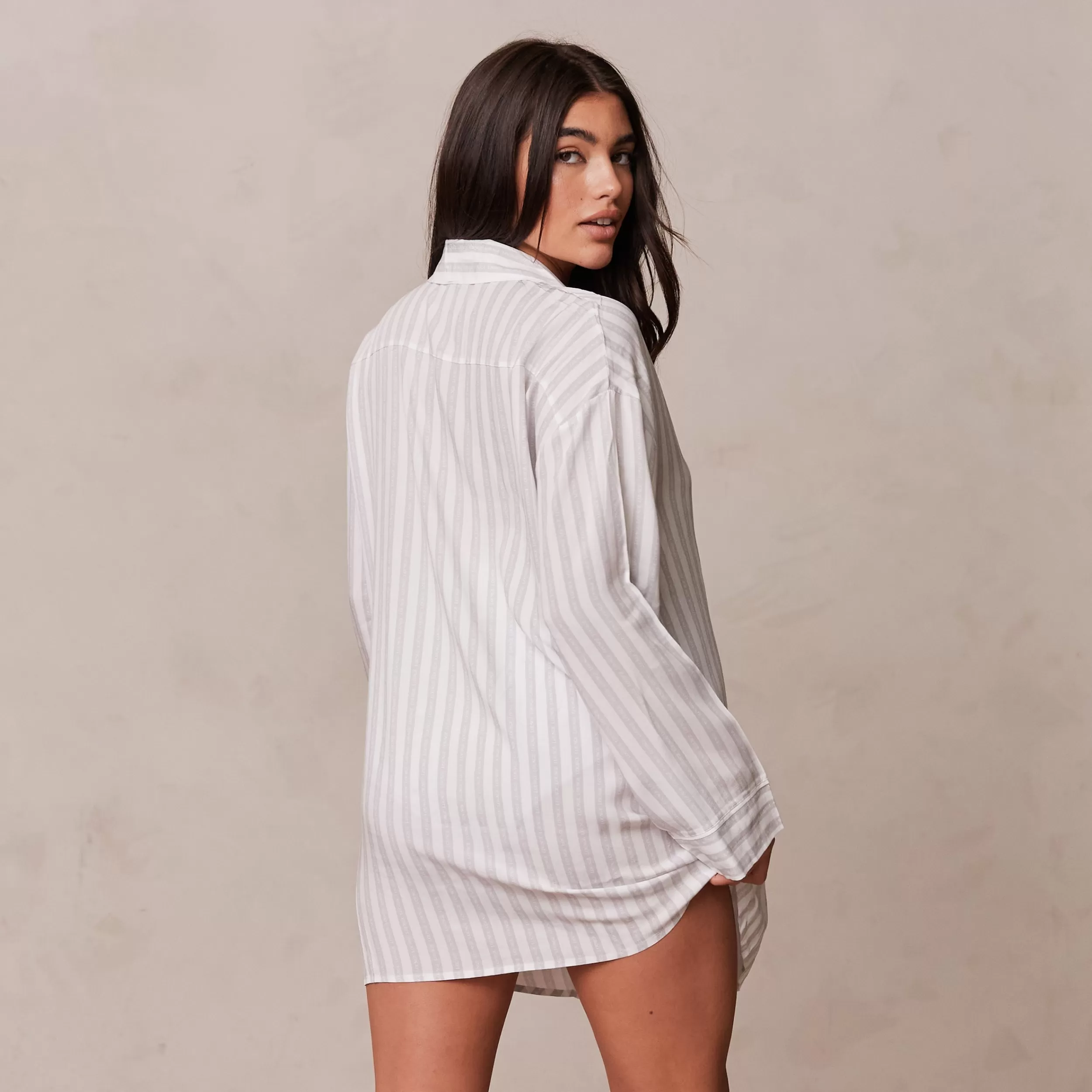 Pinstripe Übergroßes Schlafanzug Shirt - Eisblau^Lounge Best