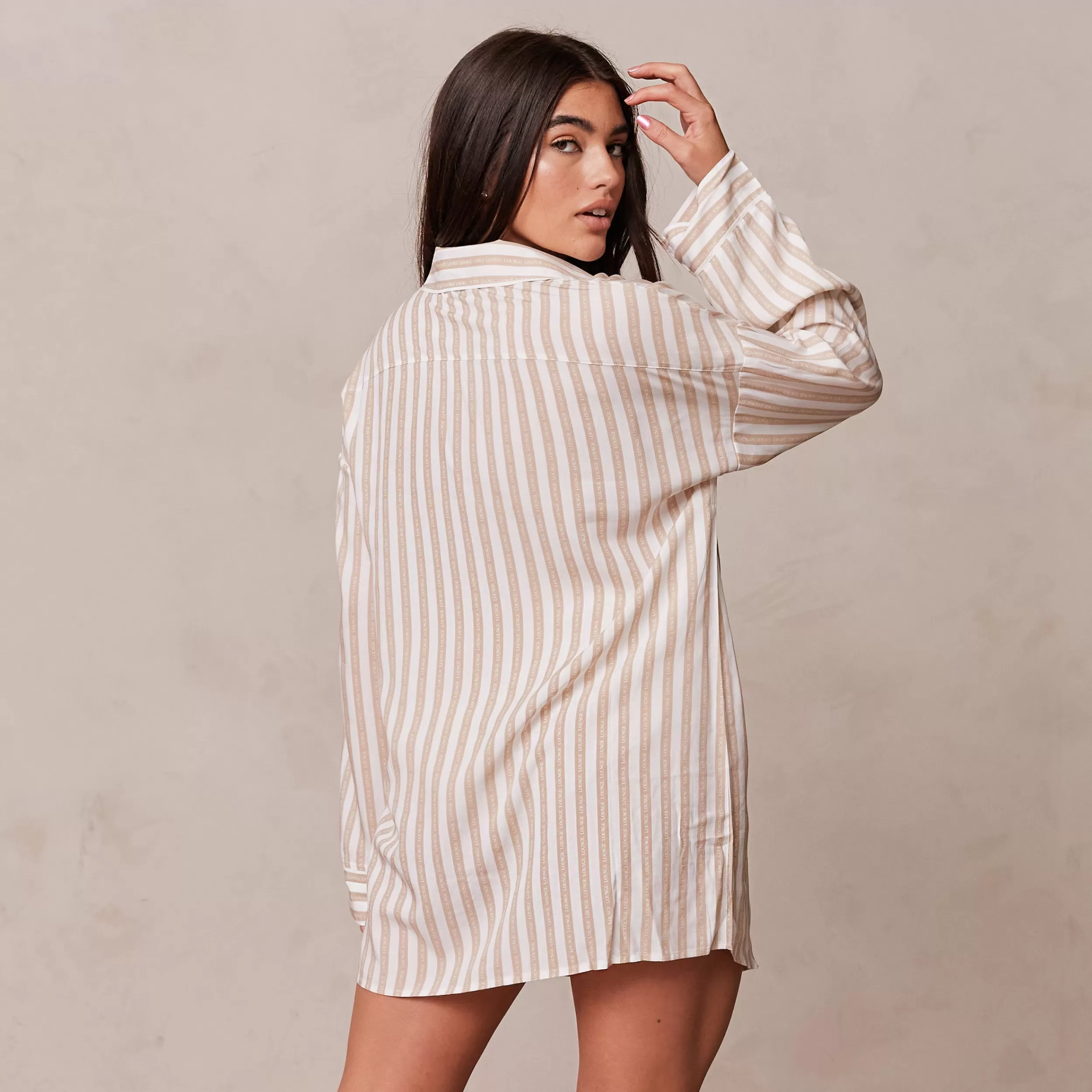 Pinstripe Übergroßes Schlafanzug Shirt - ^Lounge Clearance