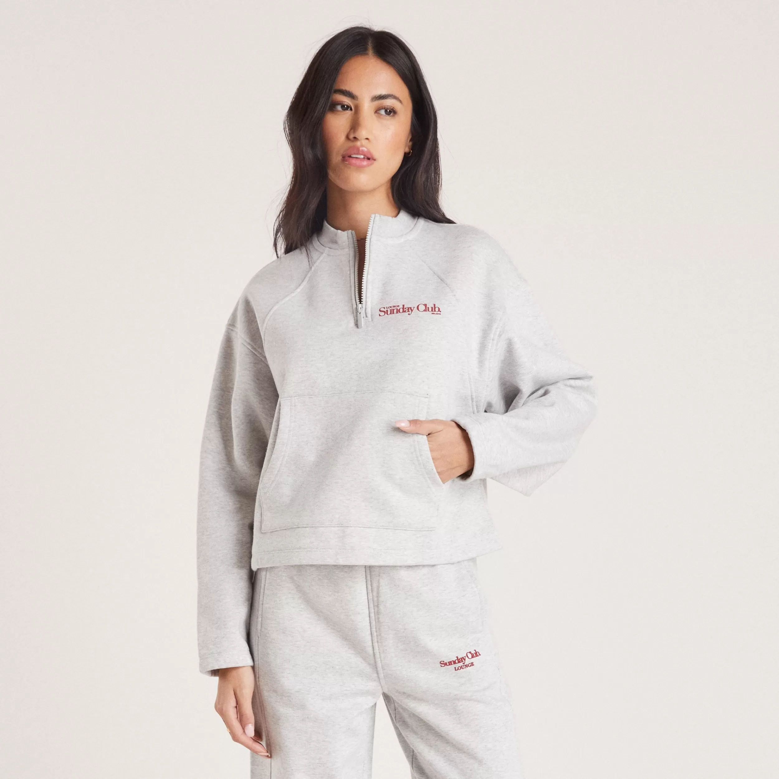 Pullover mit Viertel-Zip - Grauer Melange^Lounge New