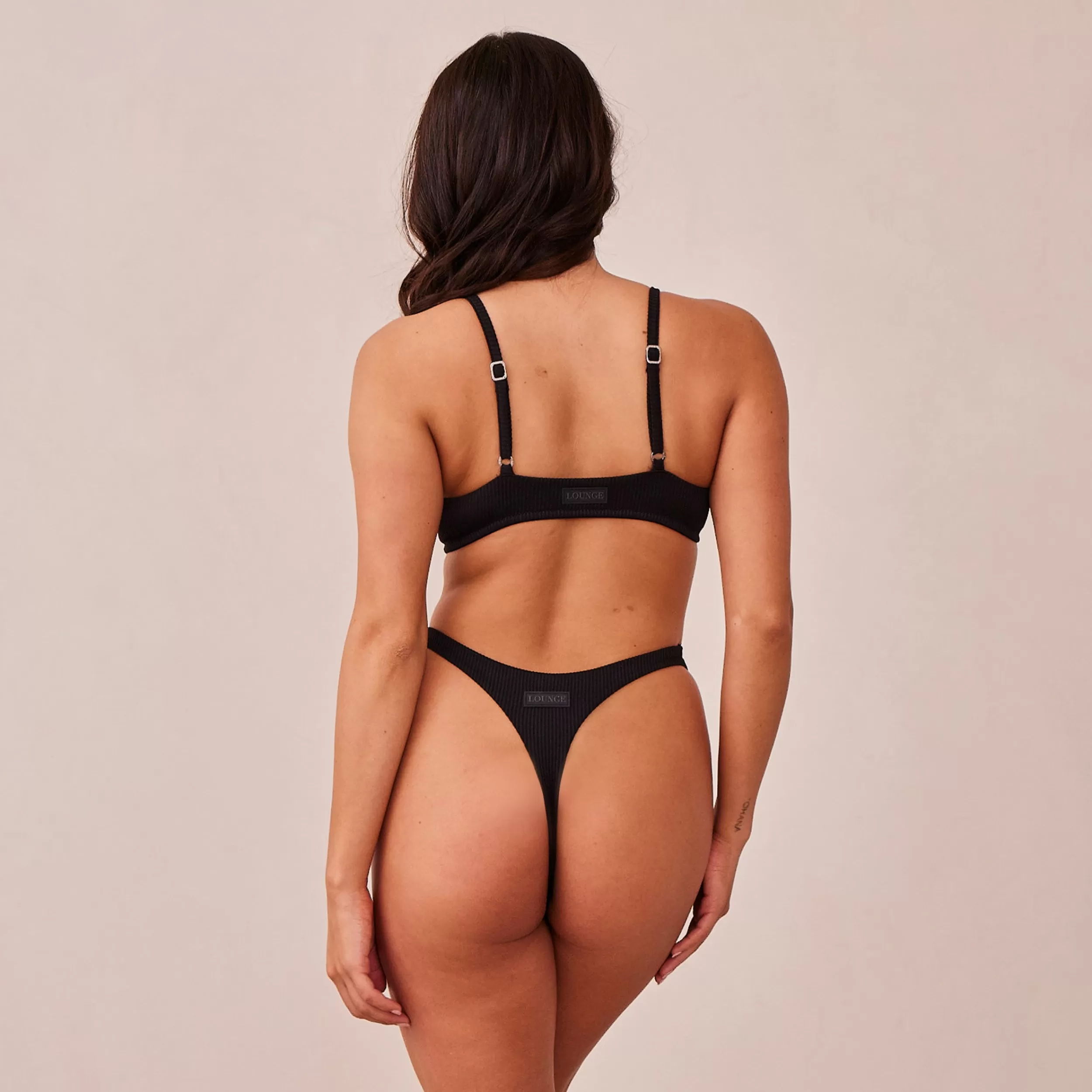 Ribbed Triangle BH und String/Slips Set - Zwart^Lounge Cheap
