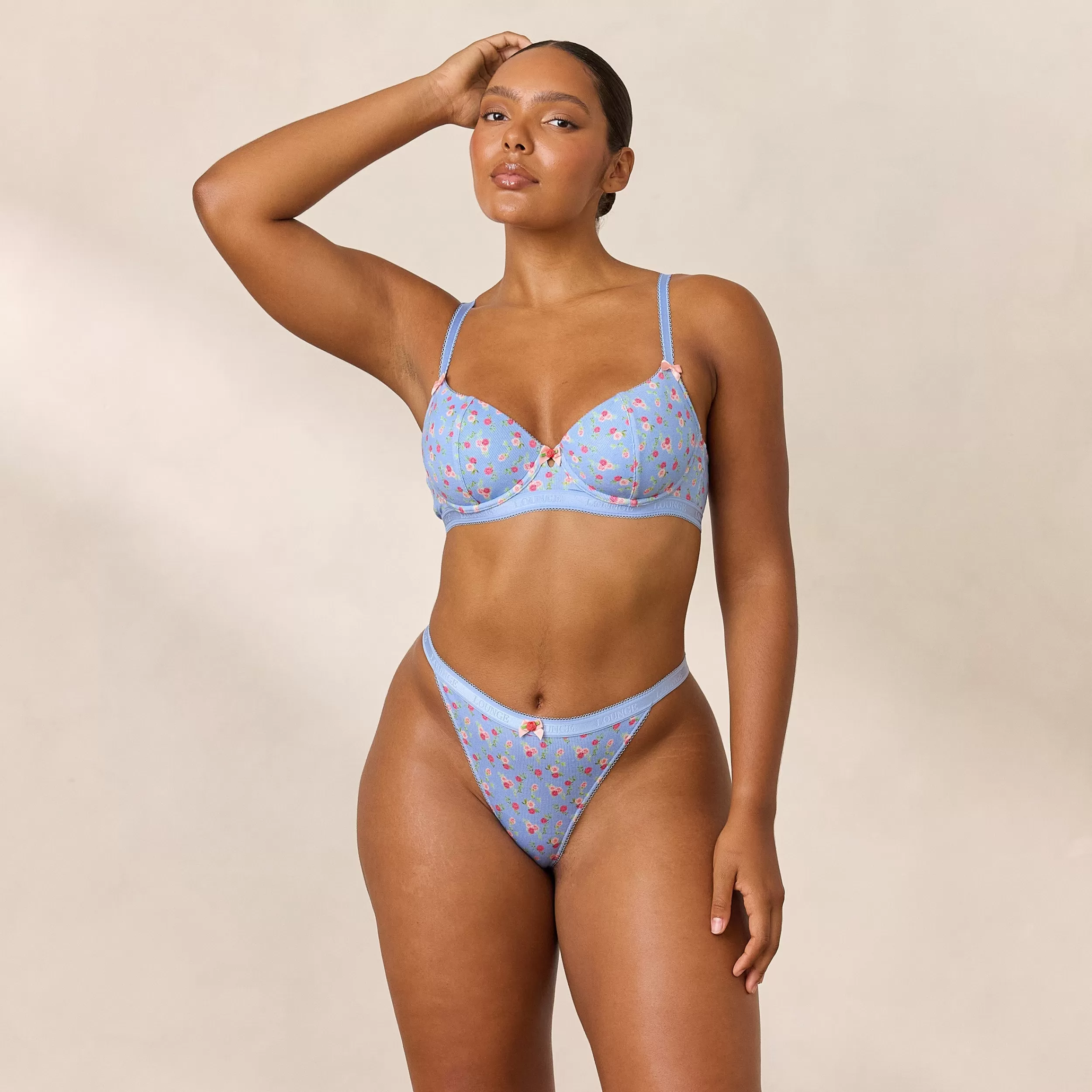 Rosebud Gerippter Balcony BH - Florales Blau^Lounge Flash Sale