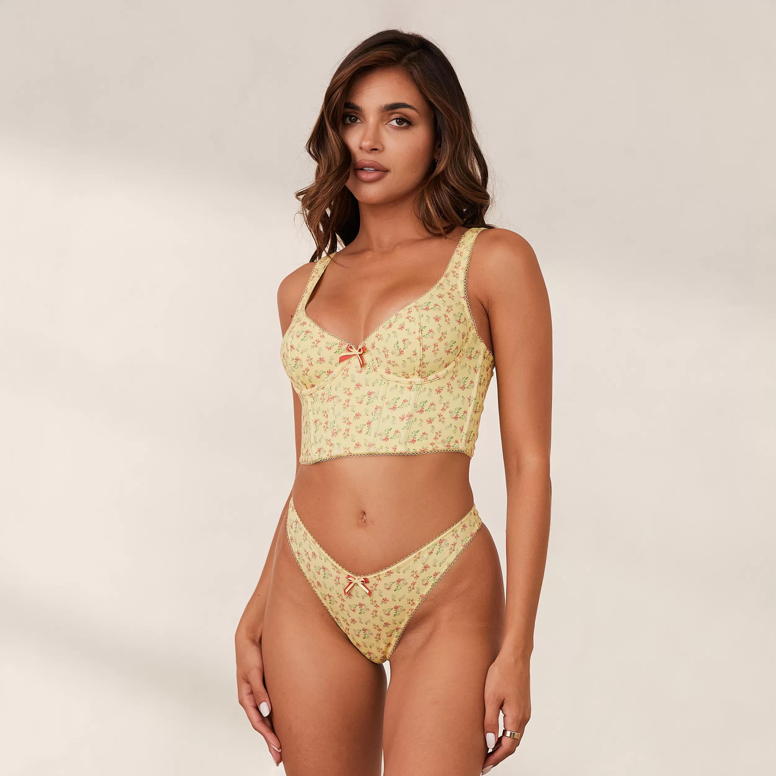 Sweet Longline BH und G-string Set - Lemon Floral^Lounge Flash Sale