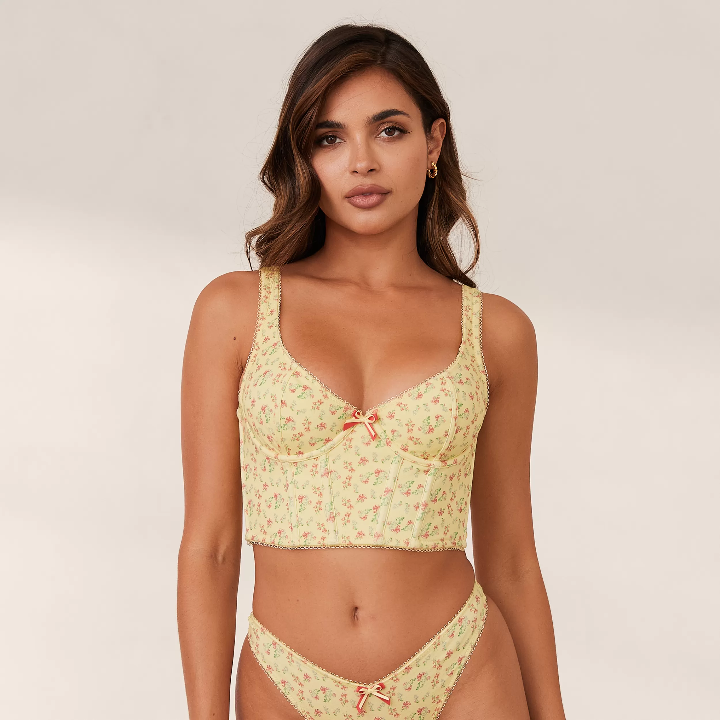 Sweet Longline BH und G-string Set - Lemon Floral^Lounge Flash Sale